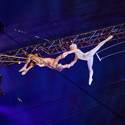 Flying trapeze act from Alegria by Cirque du Soleil