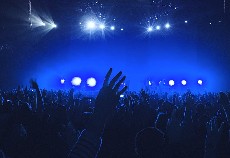 Crowd applauding a show