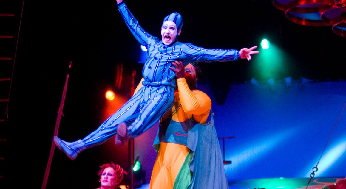 Los personajes y el acto del Payaso de Saltimbanco, del Cirque du Soleil