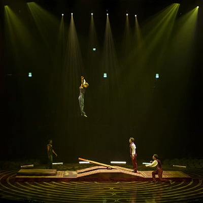 The teeterboard act from the show Corteo