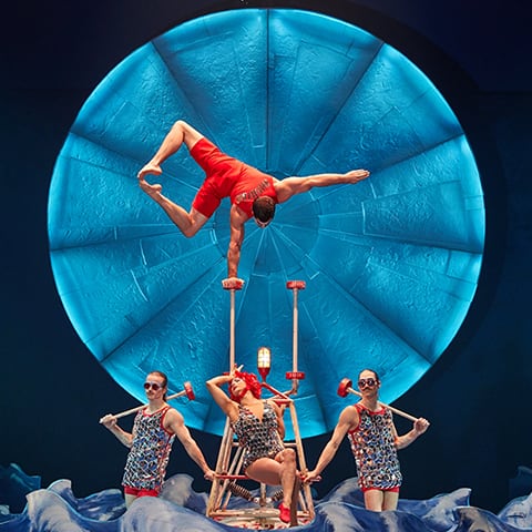 Hand balancing on canes act from the show LUZIA